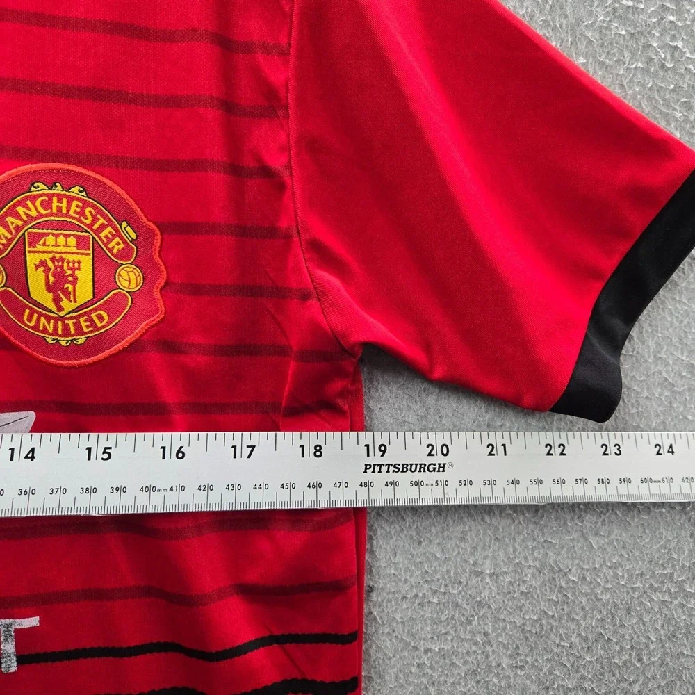 Manchester United Men Activewear Shirt XS Red Striped Adidas Lukaku 9 Climachill